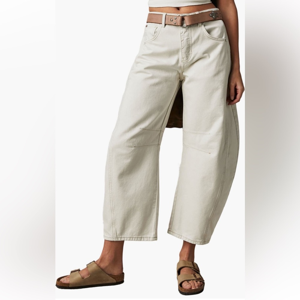 Free People Lucky You Mid Rise Barrel Leg Jeans - 28=6